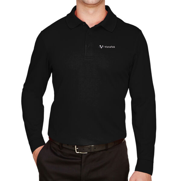 VistaTek - CrownLux Performance® Plaited Long Sleeve Polo Thumbnail